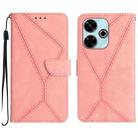 For Redmi 13x Stitching Embossed Leather Phone Case(Pink) - 1