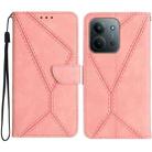 For Redmi 15C 5G 173.1mm / 15C 4G 173.1mm Stitching Embossed Leather Phone Case(Pink) - 1
