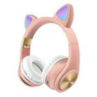 Cat Ears Bluetooth Wireless Headphones Gaming Headset with Light(Pink) - 1