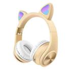 Cat Ears Bluetooth Wireless Headphones Gaming Headset with Light(Gold) - 1