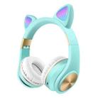 Cat Ears Bluetooth Wireless Headphones Gaming Headset with Light(Blue) - 1