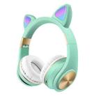 Cat Ears Bluetooth Wireless Headphones Gaming Headset with Light(Green) - 1