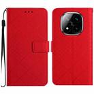 For Redmi Note 14 Pro+ 5G Rhombic Grid Texture Leather Phone Case(Red) - 1