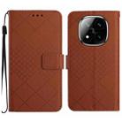 For Redmi Note 14 Pro+ 5G Rhombic Grid Texture Leather Phone Case(Brown) - 1