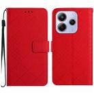 For Redmi Note 14 4G 164.84mm EU Version Rhombic Grid Texture Leather Phone Case(Red) - 1