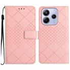 For Redmi Note 14 4G 164.84mm EU Version Rhombic Grid Texture Leather Phone Case(Pink) - 1
