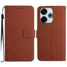For Redmi 13x Rhombic Grid Texture Leather Phone Case(Brown) - 1