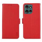 For Motorola Edge 50 Neo ABEEL Side-Magnetic Litchi Pattern Leather RFID Phone Case(Red) - 1