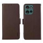 For Motorola Edge 50 Neo ABEEL Side-Magnetic Litchi Pattern Leather RFID Phone Case(Brown) - 1