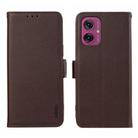 For Motorola Moto G55 5G ABEEL Side-Magnetic Litchi Pattern Leather RFID Phone Case(Brown) - 1