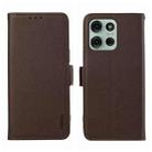 For Motorola Moto G75 5G ABEEL Side-Magnetic Litchi Pattern Leather RFID Phone Case(Brown) - 1