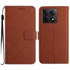 For Xiaomi 14T 5G Global Rhombic Grid Texture Leather Phone Case(Brown) - 1