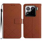 For Xiaomi 15 Rhombic Grid Texture Leather Phone Case(Brown) - 1