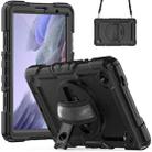 For Samsung Galaxy Tab A7 Lite T220 Silicone Hybrid PC Tablet Case with Shoulder Strap(Black) - 1