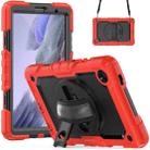 For Samsung Galaxy Tab A7 Lite T220 Silicone Hybrid PC Tablet Case with Shoulder Strap(Red) - 1