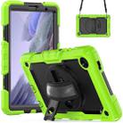 For Samsung Galaxy Tab A7 Lite T220 Silicone Hybrid PC Tablet Case with Shoulder Strap(Black + Yellow Green) - 1