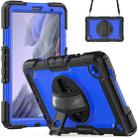 For Samsung Galaxy Tab A7 Lite T220 Silicone Hybrid PC Tablet Case with Shoulder Strap(Dark Blue + Black) - 1