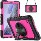 For Samsung Galaxy Tab A7 Lite T220 Silicone Hybrid PC Tablet Case with Shoulder Strap(Rose Red + Black) - 1