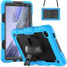 For Samsung Galaxy Tab A7 Lite T220 Silicone Hybrid PC Tablet Case with Shoulder Strap(Black + Light Blue) - 1