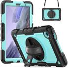 For Samsung Galaxy Tab A7 Lite T220 Silicone Hybrid PC Tablet Case with Shoulder Strap(Light Blue + Black) - 1