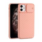 For iPhone 12 Pro Max Sliding Camera Cover Design Twill Anti-Slip TPU Case(Pink) - 1