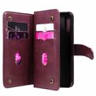 For Sony Xperia L4 Multifunctional Magnetic Copper Buckle Horizontal Flip Solid Color Leather Case with 10 Card Slots & Wallet & Holder & Photo Frame(Red Wine) - 5