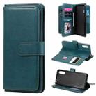 For Sony Xperia L4 Multifunctional Magnetic Copper Buckle Horizontal Flip Solid Color Leather Case with 10 Card Slots & Wallet & Holder & Photo Frame(Dark Green) - 1