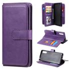 For Sony Xperia L4 Multifunctional Magnetic Copper Buckle Horizontal Flip Solid Color Leather Case with 10 Card Slots & Wallet & Holder & Photo Frame(Purple) - 1