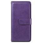 For Sony Xperia L4 Multifunctional Magnetic Copper Buckle Horizontal Flip Solid Color Leather Case with 10 Card Slots & Wallet & Holder & Photo Frame(Purple) - 2