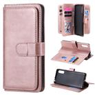 For Sony Xperia L4 Multifunctional Magnetic Copper Buckle Horizontal Flip Solid Color Leather Case with 10 Card Slots & Wallet & Holder & Photo Frame(Rose Gold) - 1