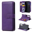 For Sony Xpeira 1 II Multifunctional Magnetic Copper Buckle Horizontal Flip Solid Color Leather Case with 10 Card Slots & Wallet & Holder & Photo Frame(Purple) - 1