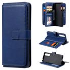 For Sony Xpeira 1 II Multifunctional Magnetic Copper Buckle Horizontal Flip Solid Color Leather Case with 10 Card Slots & Wallet & Holder & Photo Frame(Navy Blue) - 1