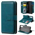 For Sony Xpeira 10 II Multifunctional Magnetic Copper Buckle Horizontal Flip Solid Color Leather Case with 10 Card Slots & Wallet & Holder & Photo Frame(Dark Green) - 1