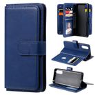 For Sony Xpeira 10 II Multifunctional Magnetic Copper Buckle Horizontal Flip Solid Color Leather Case with 10 Card Slots & Wallet & Holder & Photo Frame(Navy Blue) - 1