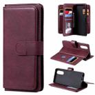 For Sony Xpeira 5 Multifunctional Magnetic Copper Buckle Horizontal Flip Solid Color Leather Case with 10 Card Slots & Wallet & Holder & Photo Frame(Red Wine) - 1