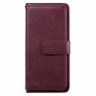 For Sony Xpeira 5 Multifunctional Magnetic Copper Buckle Horizontal Flip Solid Color Leather Case with 10 Card Slots & Wallet & Holder & Photo Frame(Red Wine) - 2