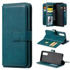 For Sony Xpeira 5 Multifunctional Magnetic Copper Buckle Horizontal Flip Solid Color Leather Case with 10 Card Slots & Wallet & Holder & Photo Frame(Dark Green) - 1