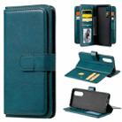 For Sony Xpeira 5 Multifunctional Magnetic Copper Buckle Horizontal Flip Solid Color Leather Case with 10 Card Slots & Wallet & Holder & Photo Frame(Dark Green) - 1