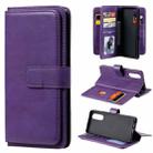 For Sony Xpeira 5 Multifunctional Magnetic Copper Buckle Horizontal Flip Solid Color Leather Case with 10 Card Slots & Wallet & Holder & Photo Frame(Purple) - 1