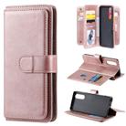 For Sony Xpeira 5 Multifunctional Magnetic Copper Buckle Horizontal Flip Solid Color Leather Case with 10 Card Slots & Wallet & Holder & Photo Frame(Rose Gold) - 1