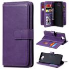 For Sony Xpeira 8 Multifunctional Magnetic Copper Buckle Horizontal Flip Solid Color Leather Case with 10 Card Slots & Wallet & Holder & Photo Frame(Purple) - 1