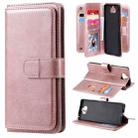 For Sony Xpeira 8 Multifunctional Magnetic Copper Buckle Horizontal Flip Solid Color Leather Case with 10 Card Slots & Wallet & Holder & Photo Frame(Rose Gold) - 1