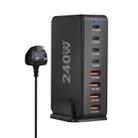 YMS-858 GaN 240W USB x 4, USB-C / Type-C x 4 Fast Charger, Plug Type:UK Plug(Black) - 1