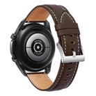 For Samsung Galaxy Watch3 41mm Leather Silver Buckle Watch Band(Dark Brown) - 2