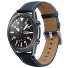 For Samsung Galaxy Watch3 41mm Leather Silver Buckle Watch Band(Dark Blue) - 1