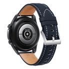 For Samsung Galaxy Watch3 41mm Leather Silver Buckle Watch Band(Dark Blue) - 2