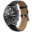 For Samsung Galaxy Watch3 45mm Leather Silver Buckle Watch Band(Black) - 1