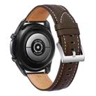 For Samsung Galaxy Watch3 45mm Leather Silver Buckle Watch Band(Dark Brown) - 2