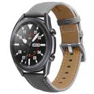For Samsung Galaxy Watch3 45mm Leather Silver Buckle Watch Band(Grey) - 1