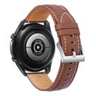 For Samsung Galaxy Watch3 45mm Leather Silver Buckle Watch Band(Light Brown) - 2